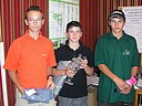 Vítězové Regionální dětské Tour Severovýchod v kat. HCP do 16 let, zleva Tomáš Kvasnička (GCHK), Svatopluk Býma (GCHK) a Daniel Karnas (GCPA)., Foto: David Jirků