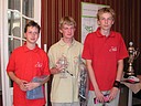 Vítězové Regionální dětské Tour Severovýchod v kat. ZK do 16 let, zleva Lukáš Makovský (GCPA), Karel Dyntar (GCHK) a Václav Hrabaň (GCPA)., Foto: David Jirků