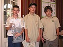 Vítězové Regionální dětské Tour Severovýchod v kat. ZK do 14 let, zleva Tomáš Gärtner (GCS), Micha Dyntar (GCHK) a Petr Jonáš (GCCSH)., Foto: David Jirků