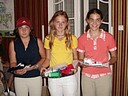 Nejlepší hráčky turnaje v Myštěvsi (zleva): Štěpánka Rychlíková (GKL), Lucie Bičišťová (GCHK) a Kristina Hostáková (GCHK)., Foto: Jiří Balada