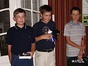 Nejlepší hráči Dětské Tour Severovýchod 2005 v kategorii mladších žáků do 12 let (zleva): Tomáš Vidura (PGCO), David Štrouf (GCEP) a Bedřich Petráň (GCCSH)., Foto: Jiří Balada
