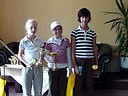 Nejlepší hráčky, kategorie D. Zleva Johanka Šteindlerová (GC Erpet Praha), Klára Kaminská (Beskydský GK) a Tereza Jeníčková (PGC Erpet Praha)., Foto: David Jirků