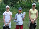 Nejlepší hráči smíšené HCP kategorie 37-54, zleva Eva Němečková (GC Hradec Králové), Jakub Vaculčiak (Ringhoffer GC) a Nikola Studničková (GCC Svobodné Hamry)., Foto: David Jirků