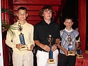 Nejleší hráči v kategorii starších žáků, zleva Dalibor Hudák, David Štrouf (oba GC Erpet Praha) a Tomáš Křivanec (GC Karlovy Vary)., Foto: David Jirků