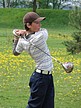 Jakub Bare (Nov Amerika CC) sleduje svj odpal.
, Foto: David Jirk