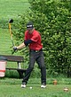 Zdeněk Přikryl (GC Kunětická Hora) drajvuje na deváté jamce., Foto: Zdeněk Přikryl
