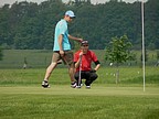 Zdeněk Přikryl a Ondřej Pátek na greenu druhé jamky Maple Hills., Foto: Zdeněk Přikryl