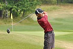 Marek Kalina (GC Karlovy vary) při drajvu na 9. jamce., Foto: David Jirků