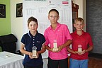 Nejlepší hráči v kategorii chlapců 7-12 let, zleva Daniel Bek (GCPDY), Adam Čapek (GCCMS) a Christian Horák (GCSBO)., Foto: David Jirků